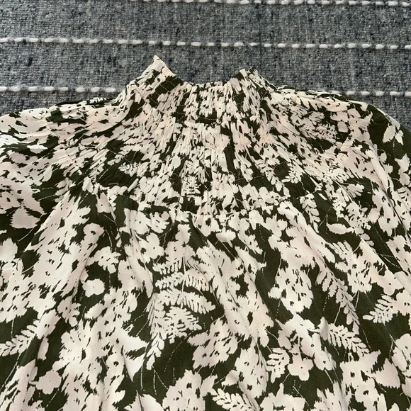 VILA Dark Green Cream Floral Tunic Dress M - Picture 5 of 6